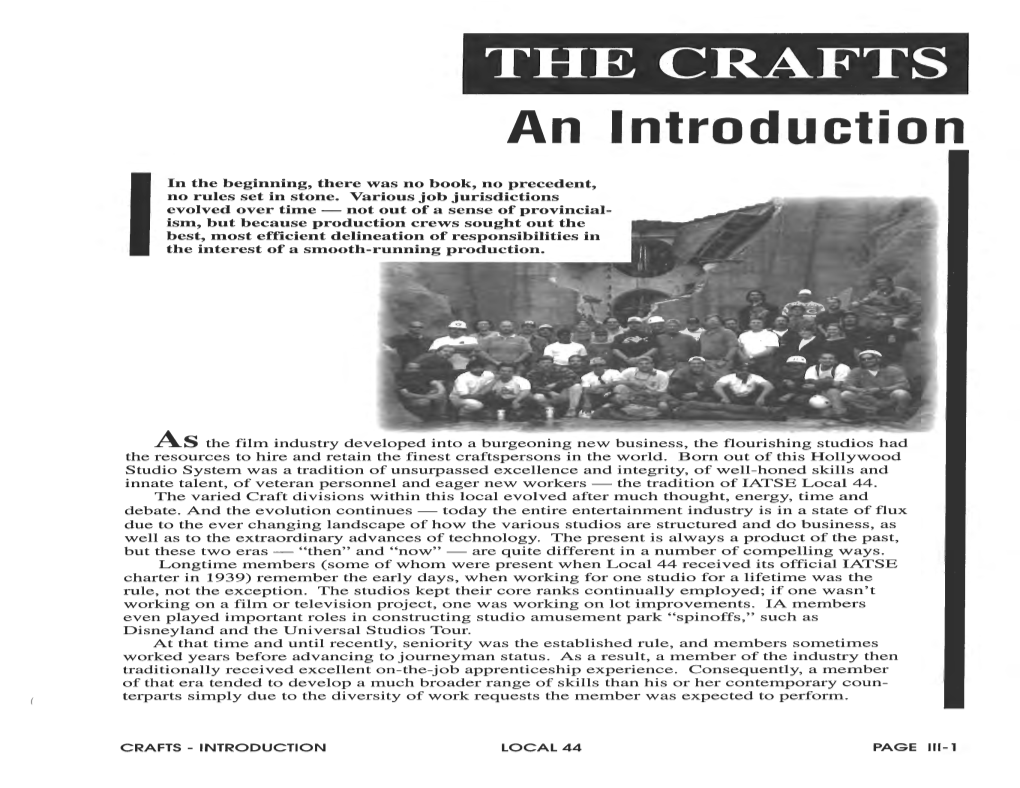 THE CRAFTS an Introduction