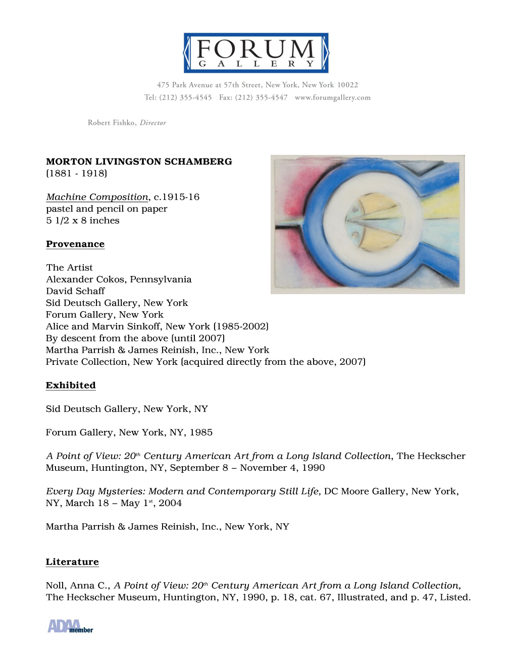 Schamberg Machine Composition Fact Sheet