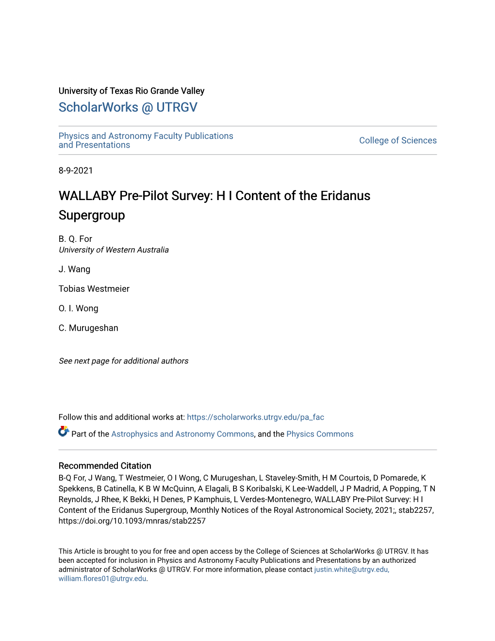 WALLABY Pre-Pilot Survey: H I Content of the Eridanus Supergroup