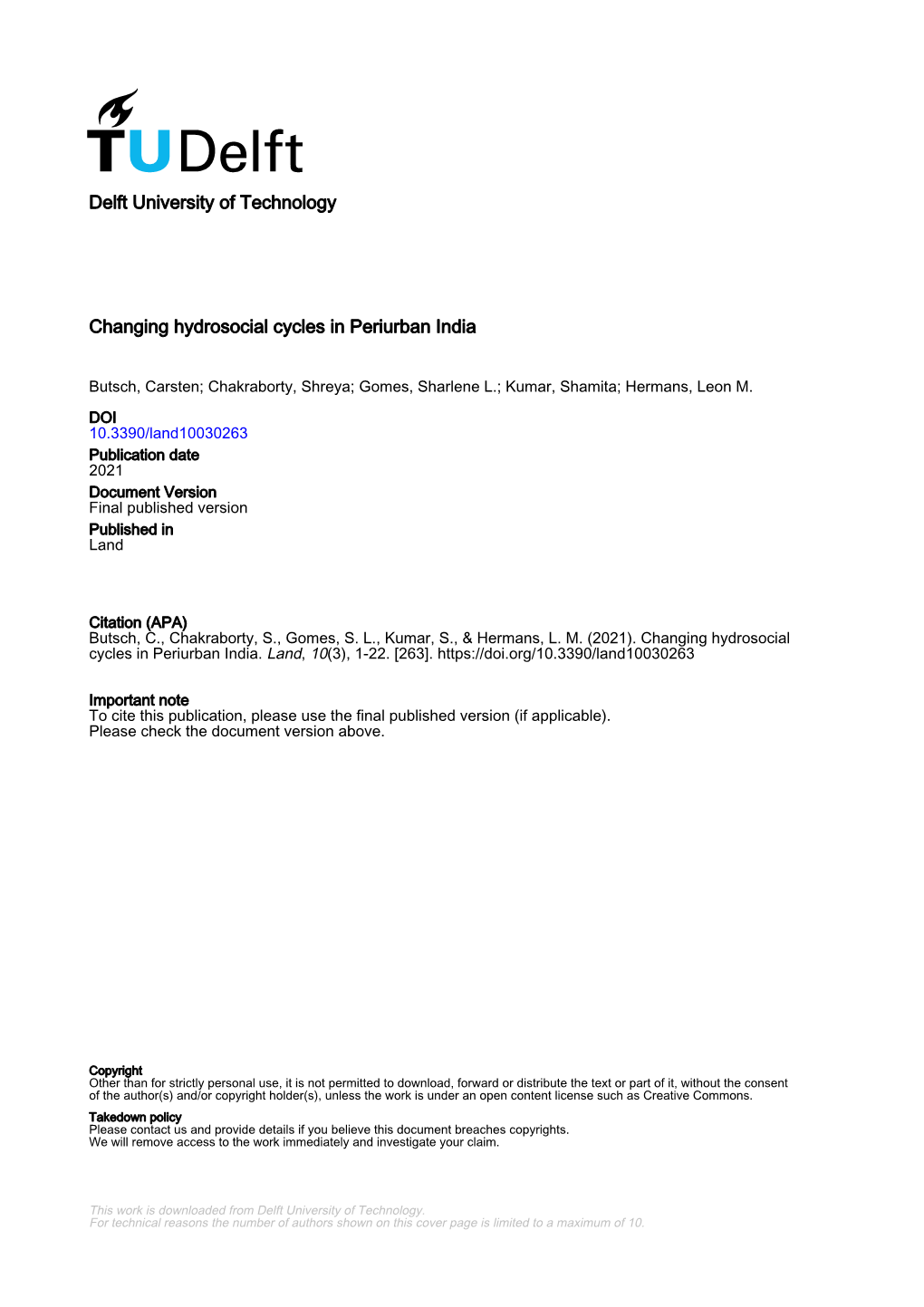 Changing Hydrosocial Cycles in Periurban India