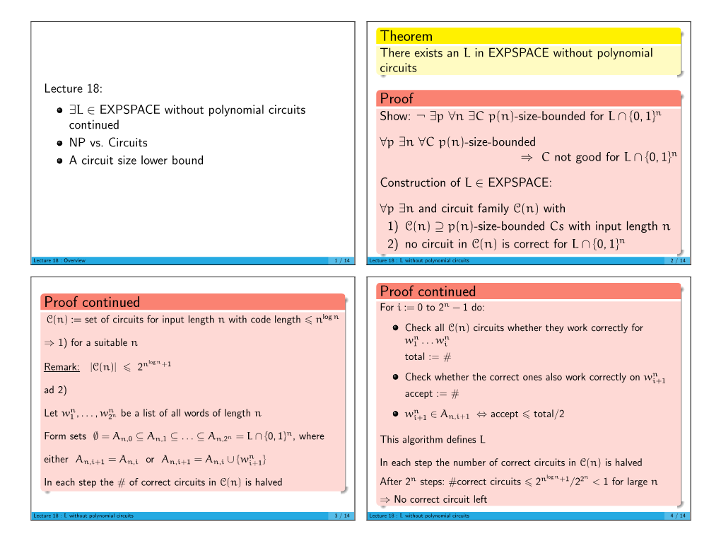 Theorem Proof Proof Continued Proof Continued