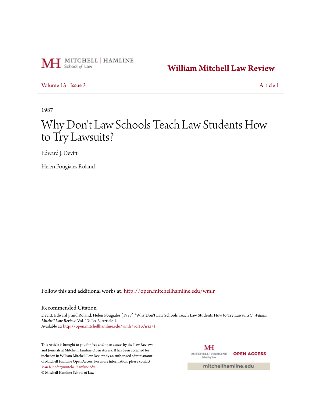 Why Don't Law Schools Teach Law Students How to Try Lawsuits? Edward J