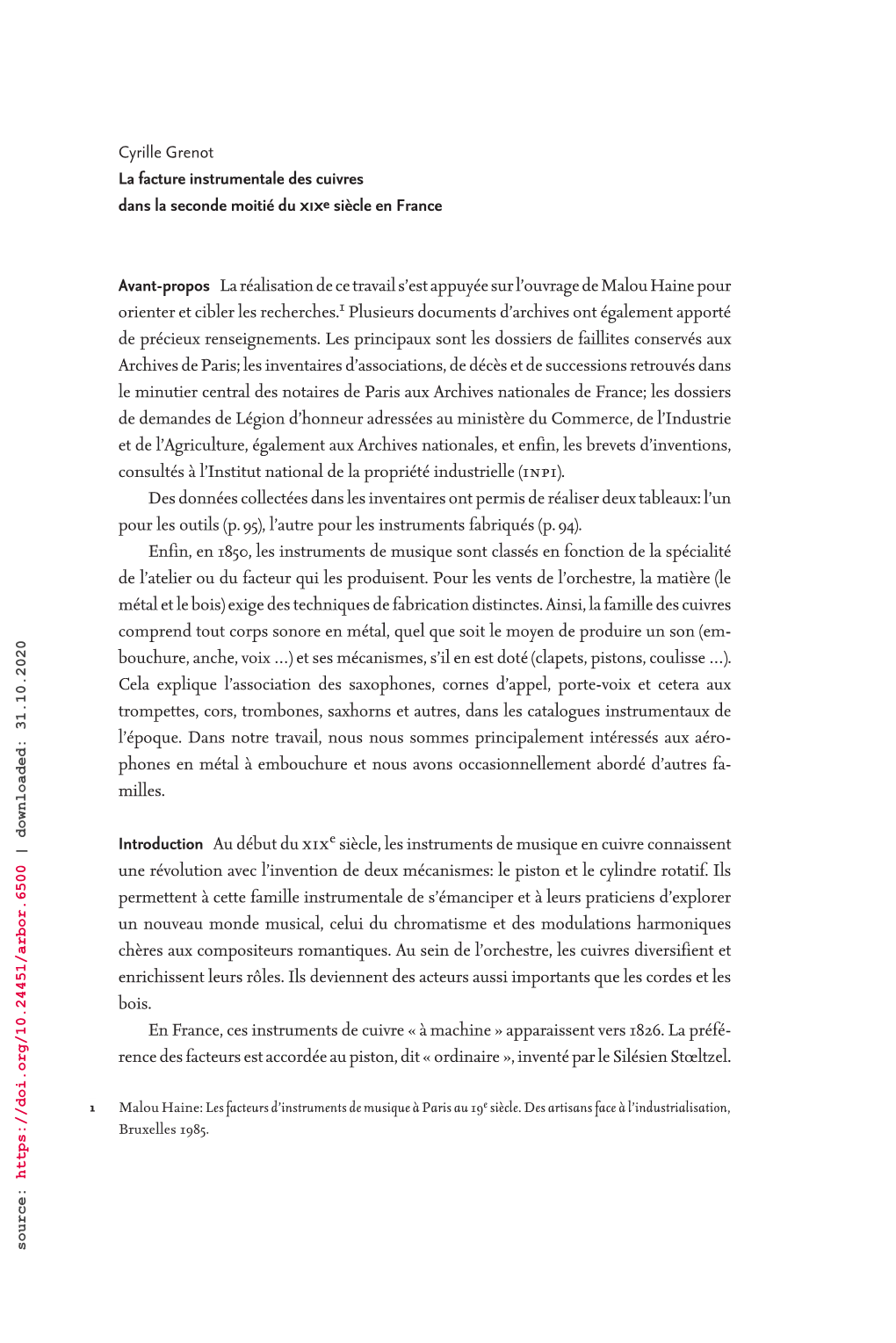 Cyrille Grenot La Facture Instrumentale Des Cuivres Dans La Seconde Moitié Du Xixe Siècle En France