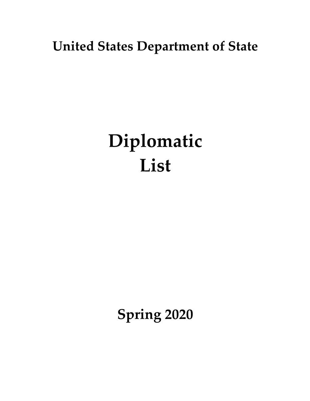 United States Department of State Diplomatic List