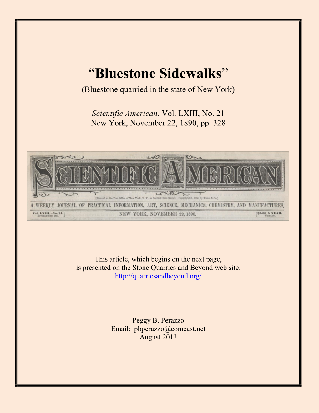 “Bluestone Sidewalks” (Bluestone Quarried in the State of New York)