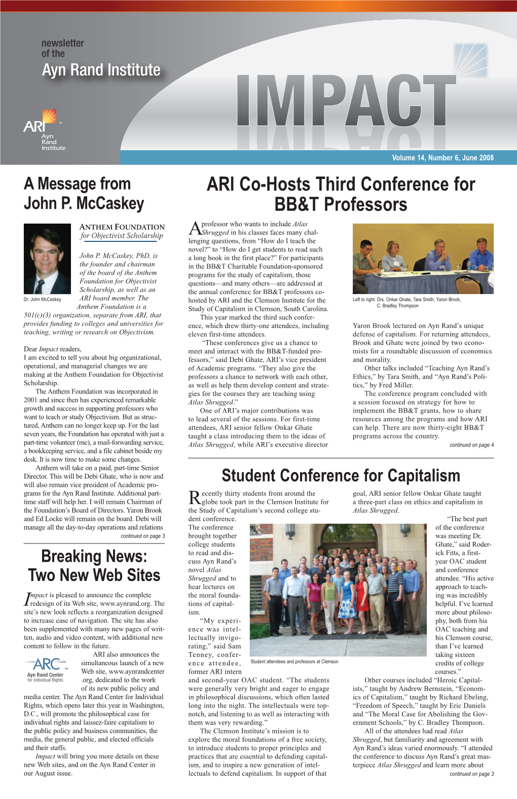 ARI Co-Hosts Third Conference for BB&T Professors