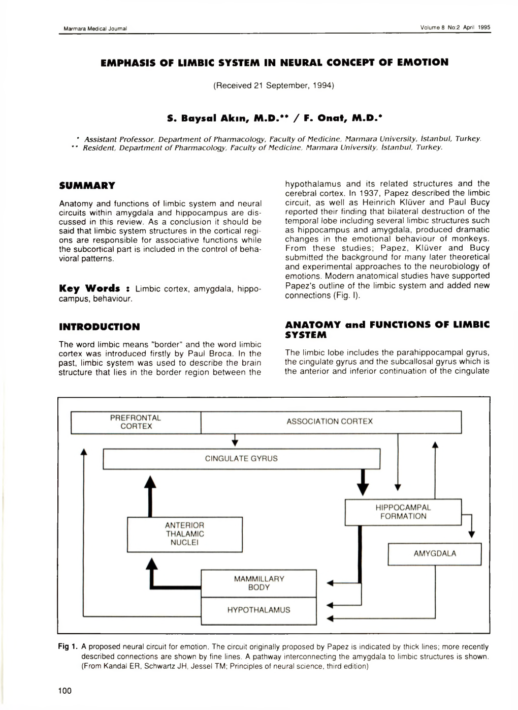 Emphasis of Limbic System in Neural Concept of Emotion