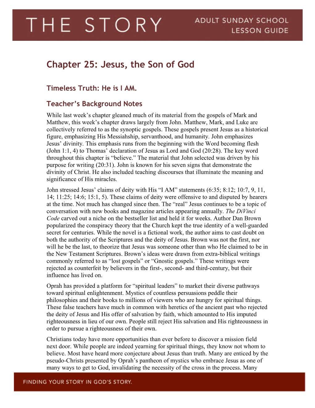 Chapter 25: Jesus, the Son of God