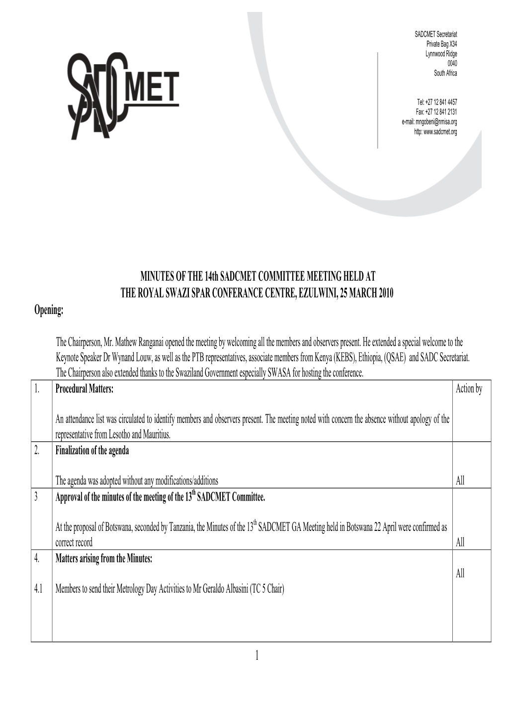 SADCMET Minutes-2010