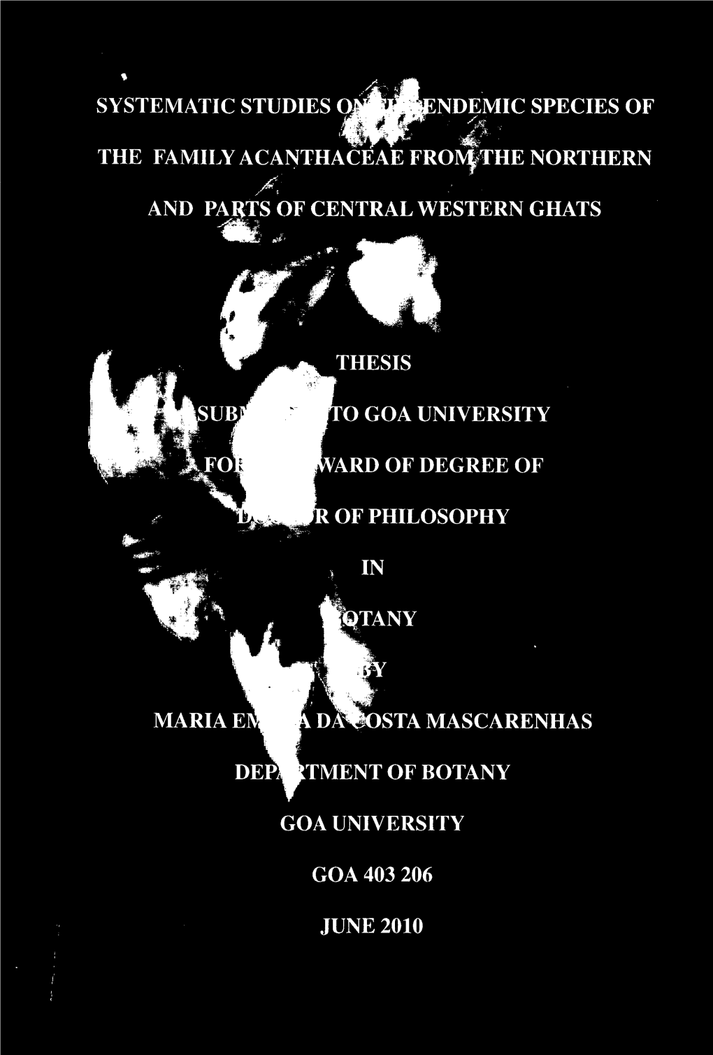 Systematic Studies Ndemic Species of the Family