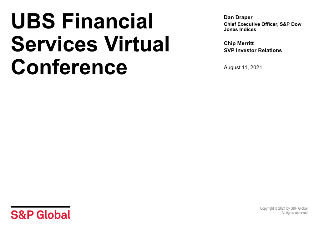 S&P Global at UBS Financial Services Conference
