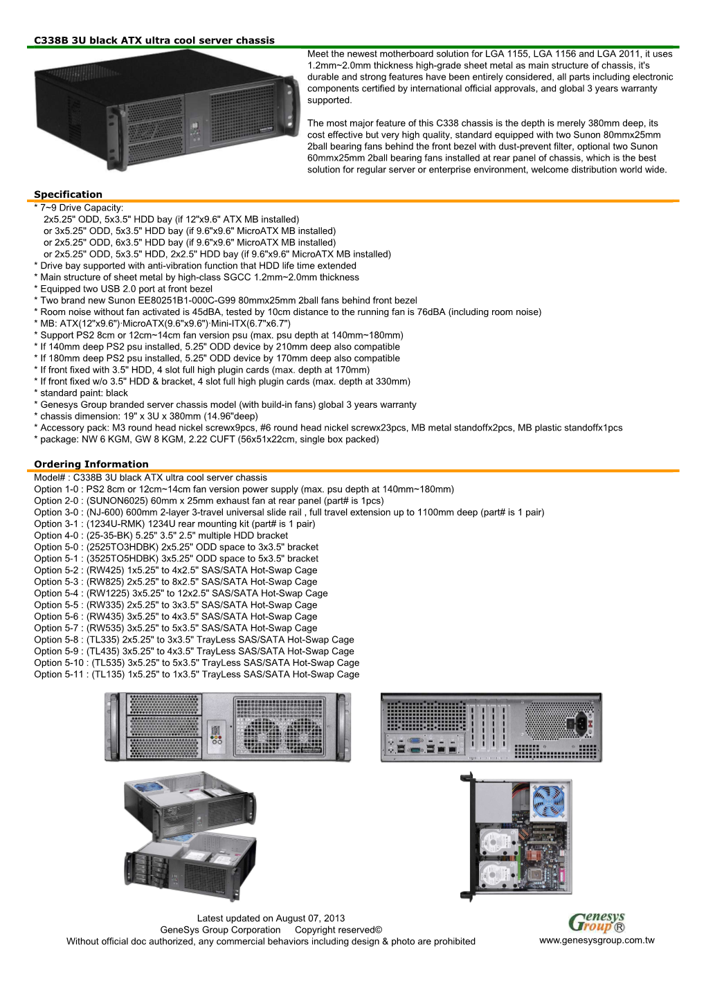 Genesys Group, C338 3U ATX Ultra Cool Server Chassis by Www