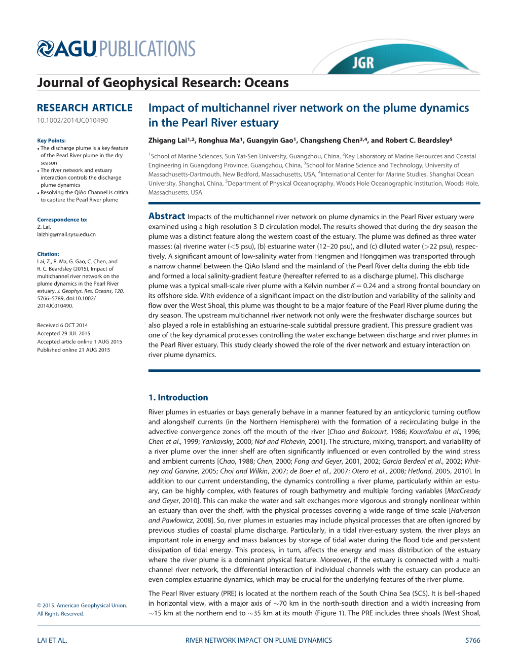 Impact of Multichannel River Network on the Plume Dynamics in the Pearl