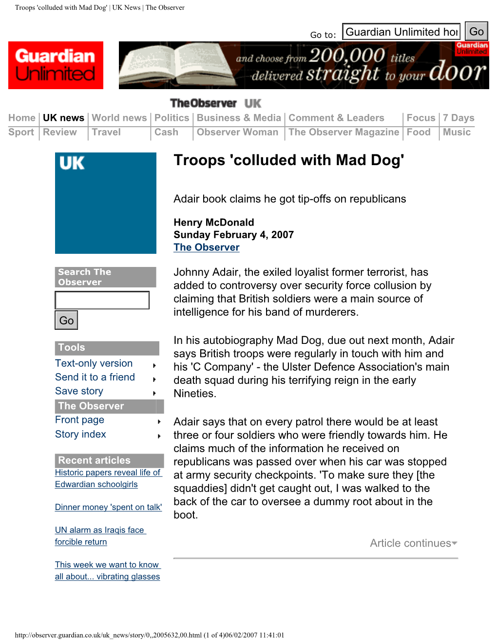 'Colluded with Mad Dog' | UK News | the Observer