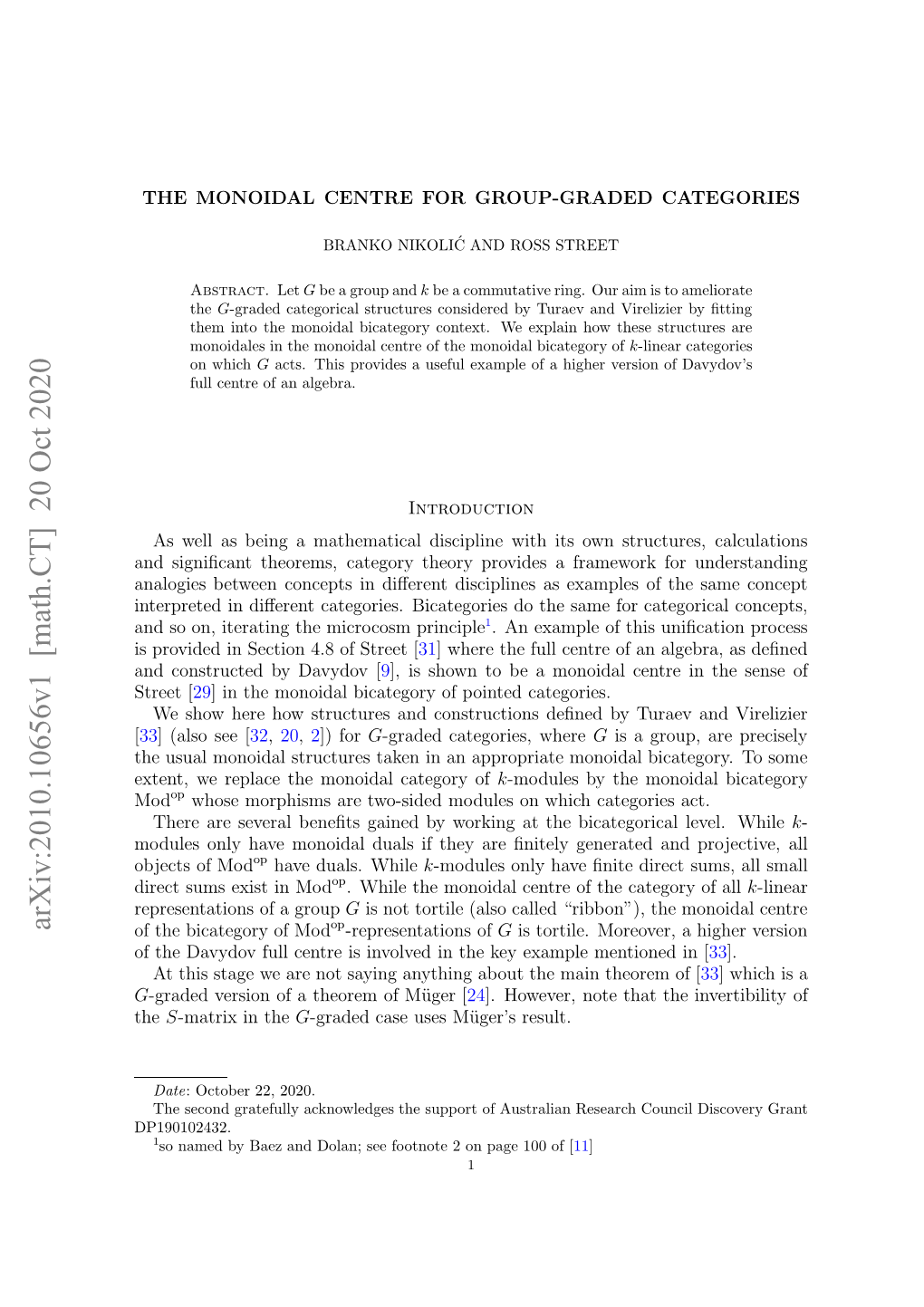 The Monoidal Centre for Group-Graded Categories 3