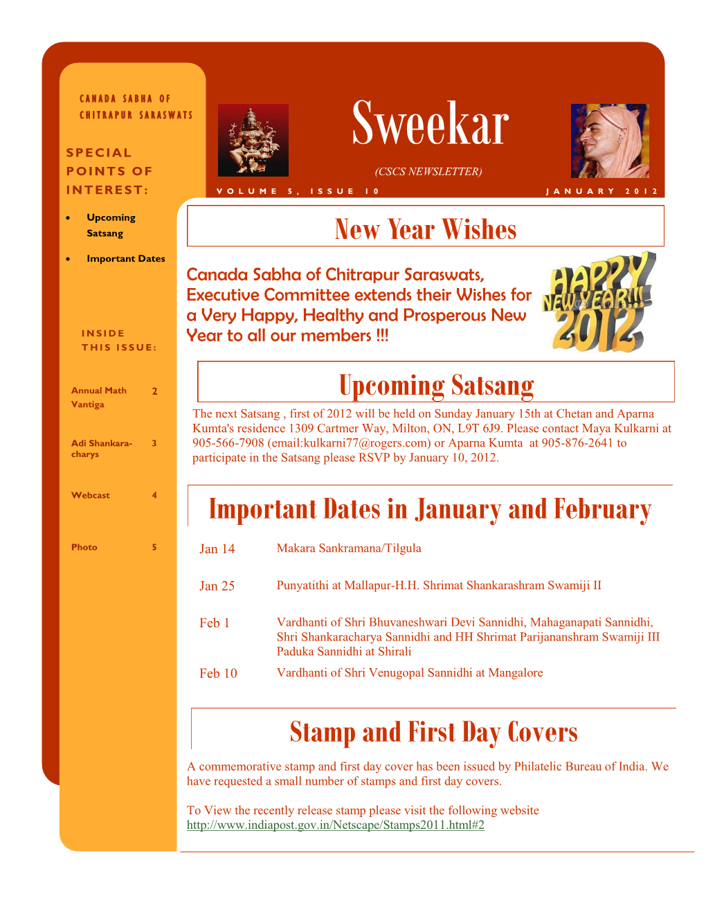 Sweekar S P E CI a L P O I N T S O F (CSCS NEWSLETTER)