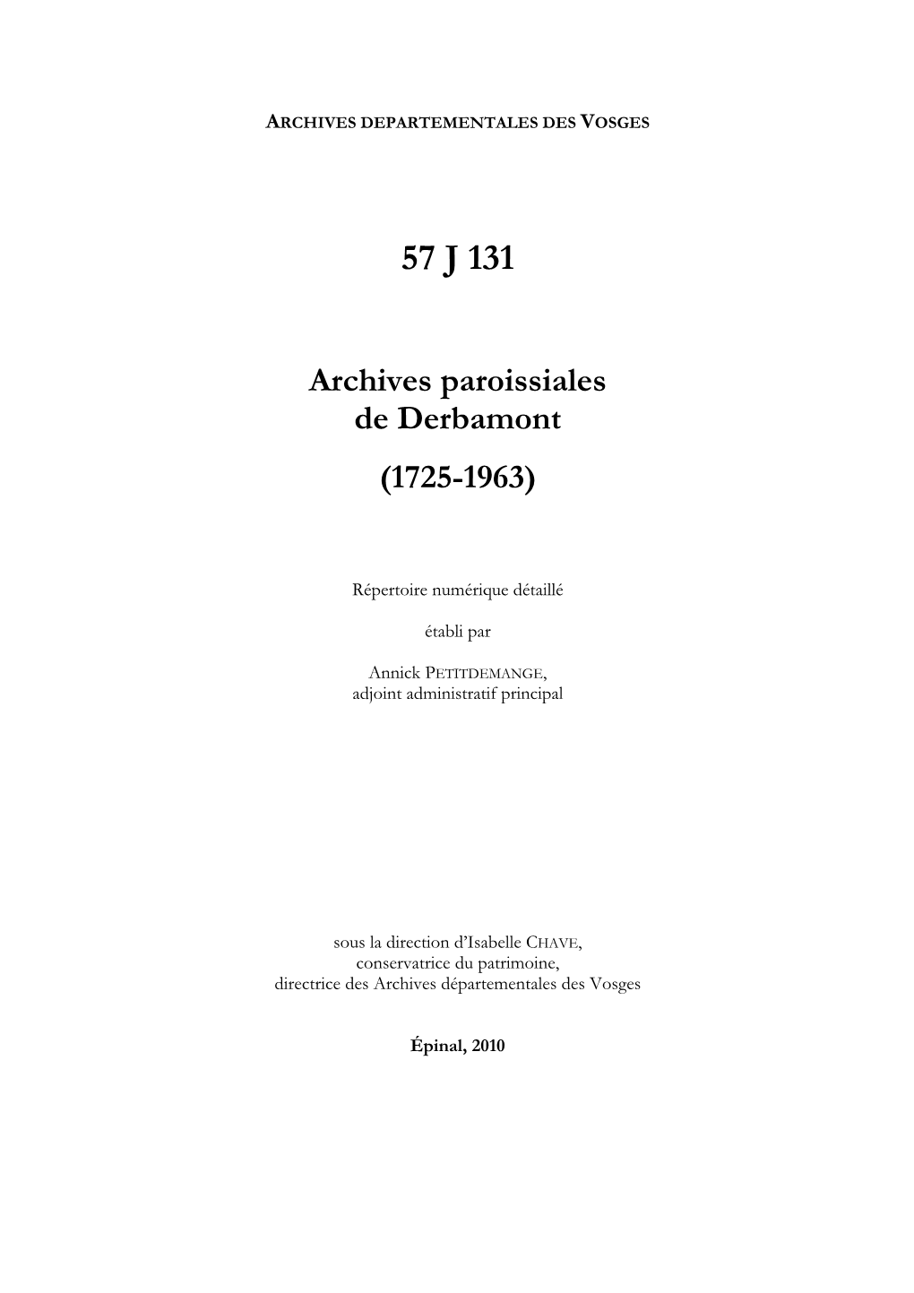 Archives De La Paroisse De Derbamont.Pdf