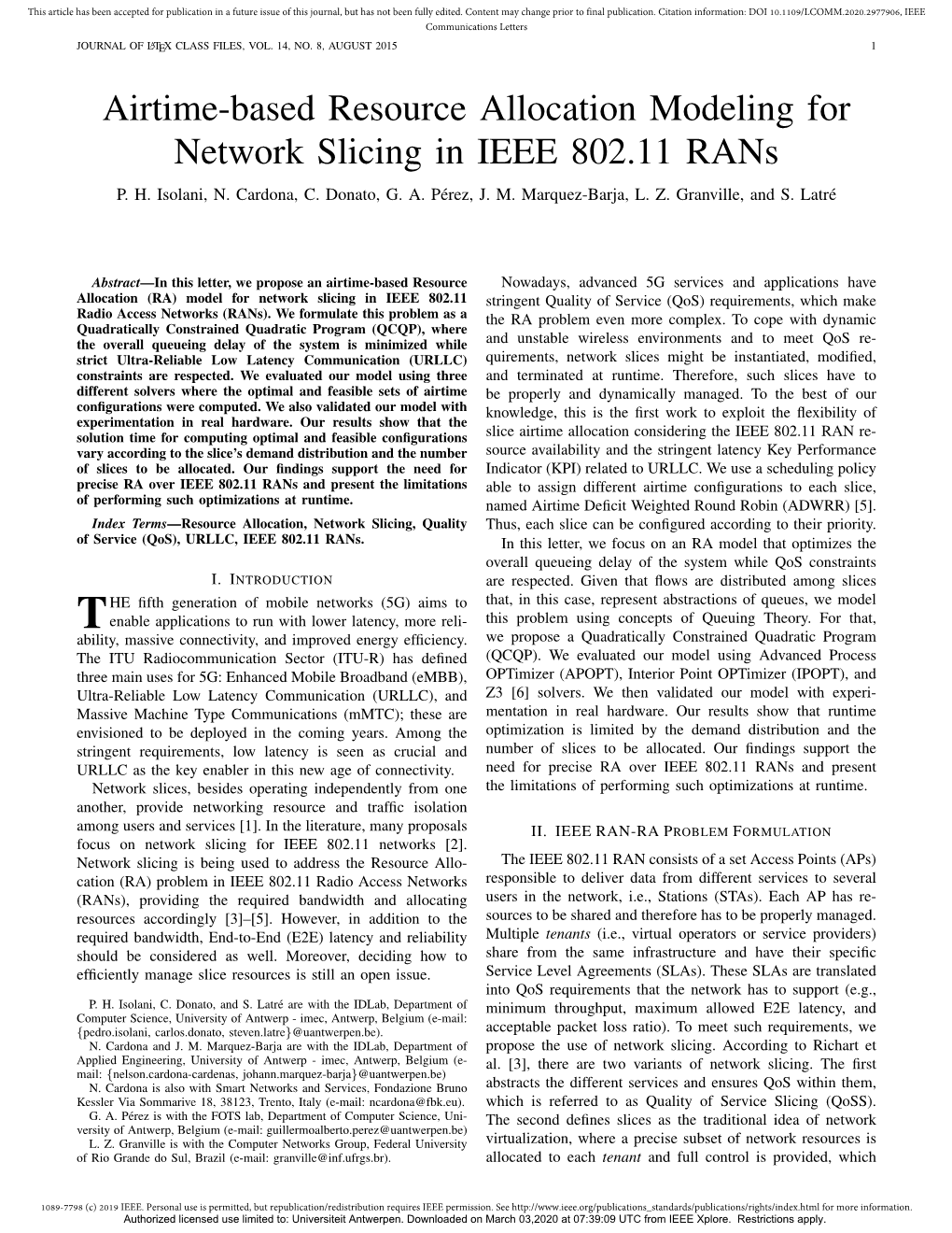 Airtime-Based Resource Allocation Modeling for Network Slicing in IEEE 802.11 Rans P