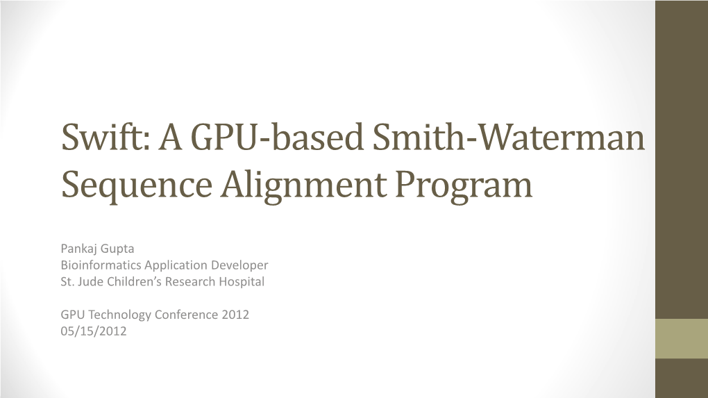 Swift: a GPU-Based Smith-Waterman Sequence Alignment Program