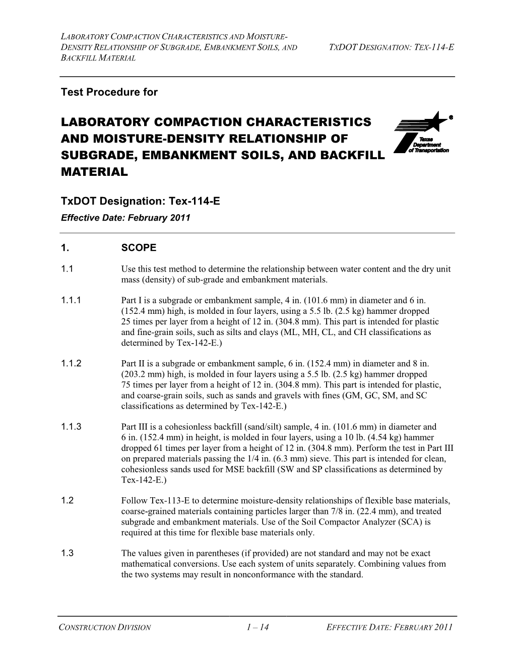 Tex-114-E Backfill Material