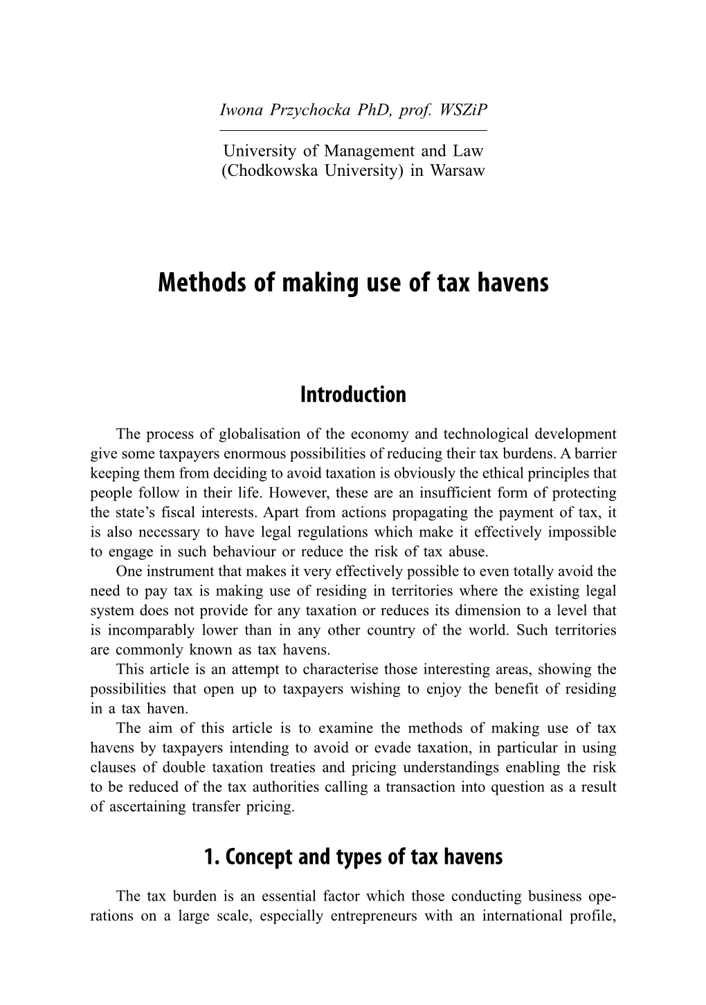 Methods of Making Use of Tax Havens