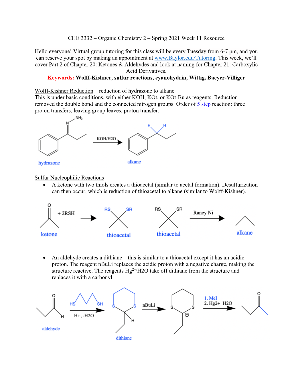 CHE 3332 – Organic Chemistry 2 – Spring 2021 Week 11 Resource