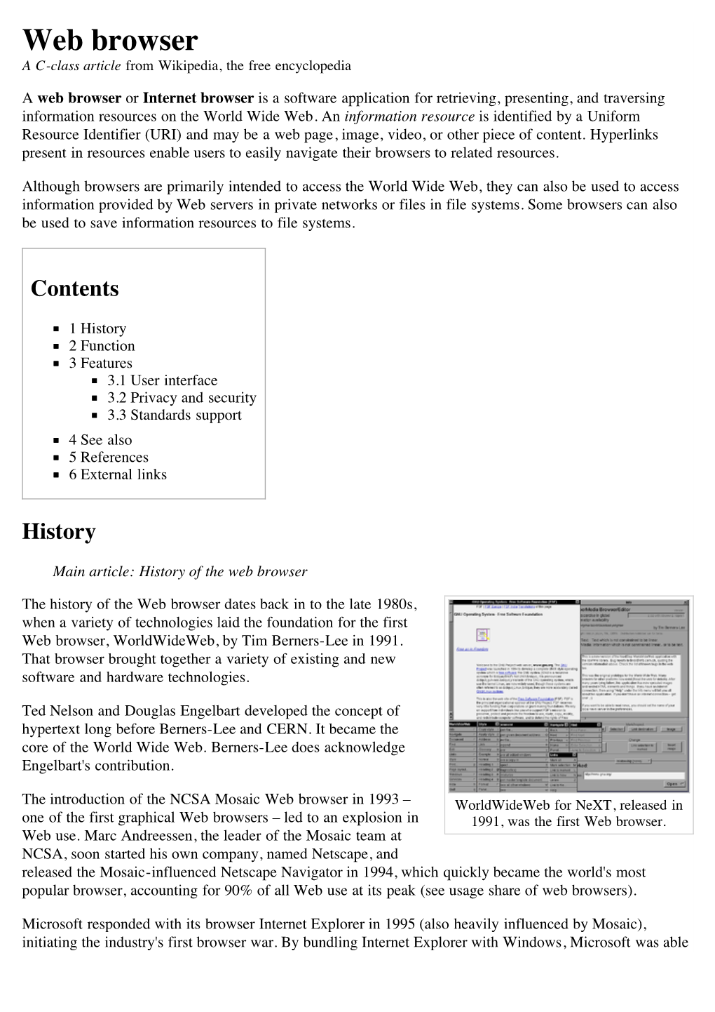 Web Browser a C-Class Article from Wikipedia, the Free Encyclopedia