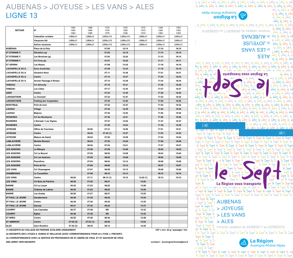 AUBENAS > JOYEUSE > LES VANS > ALÈS LIGNE 13