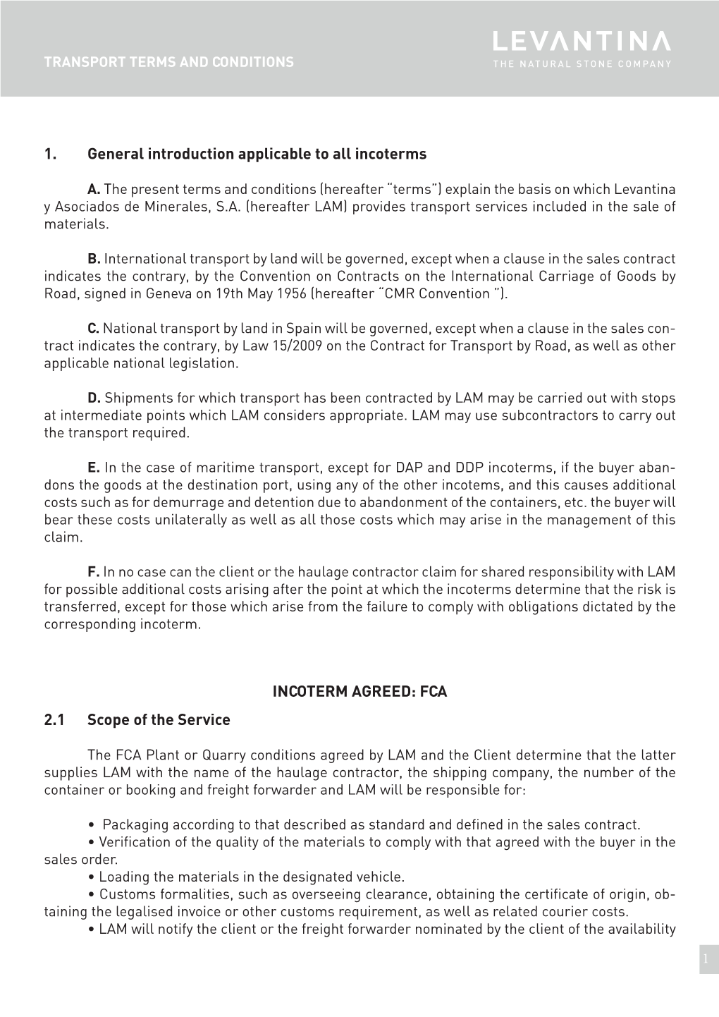 1. General Introduction Applicable to All Incoterms INCOTERM AGREED