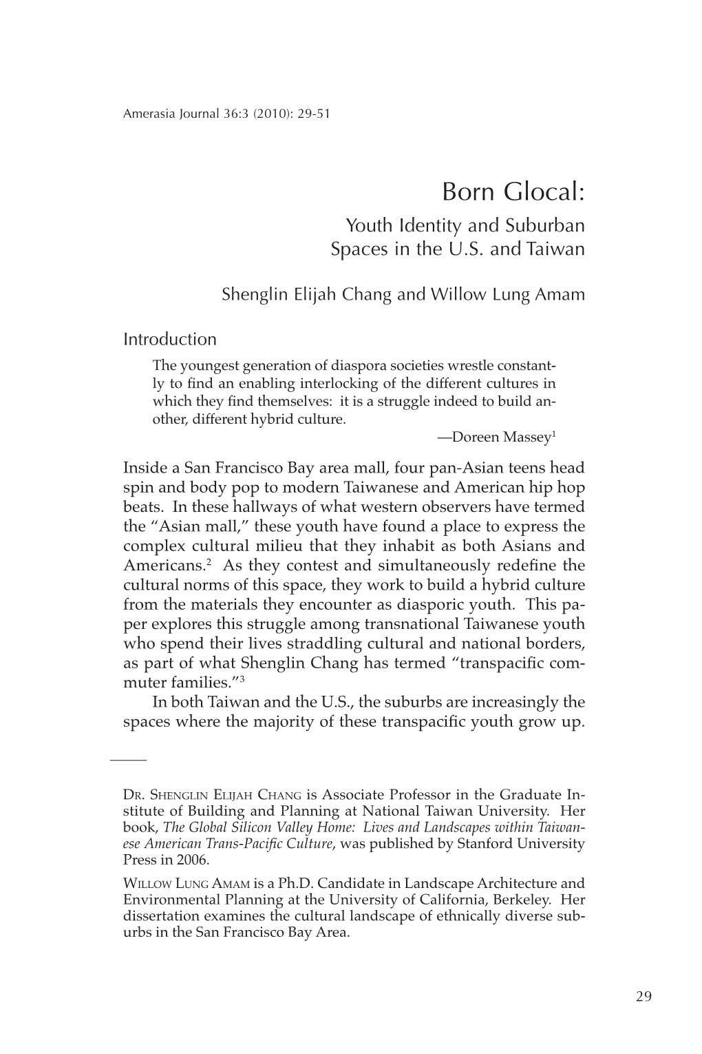 Born Glocal: Youth Identity and Suburban Spaces in the U.S