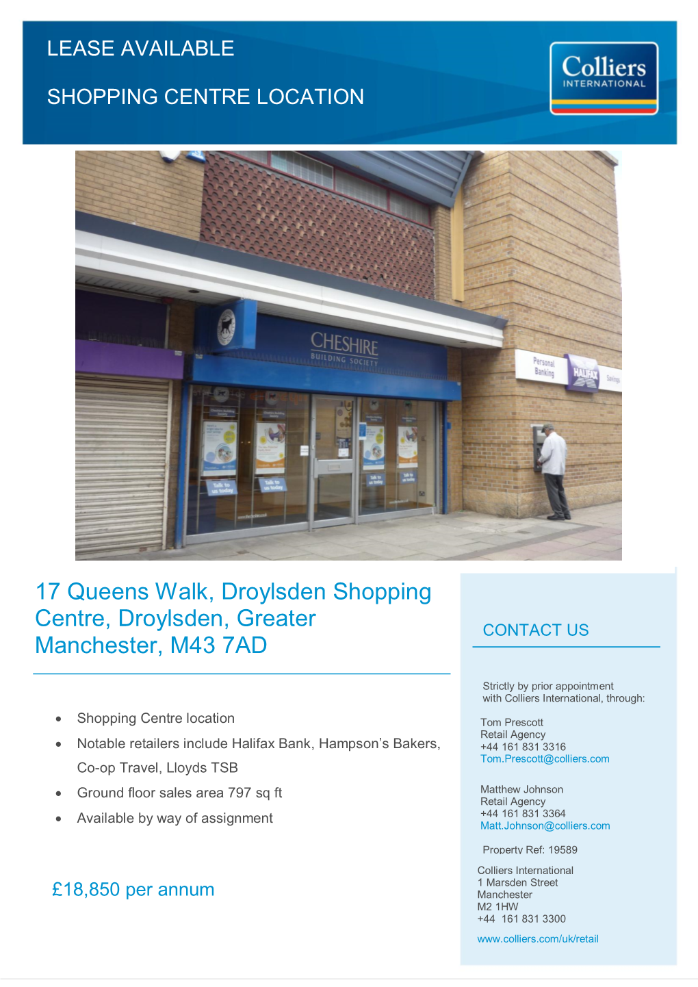 17 Queens Walk, Droylsden Shopping Centre, Droylsden, Greater Manchester, M43 7AD