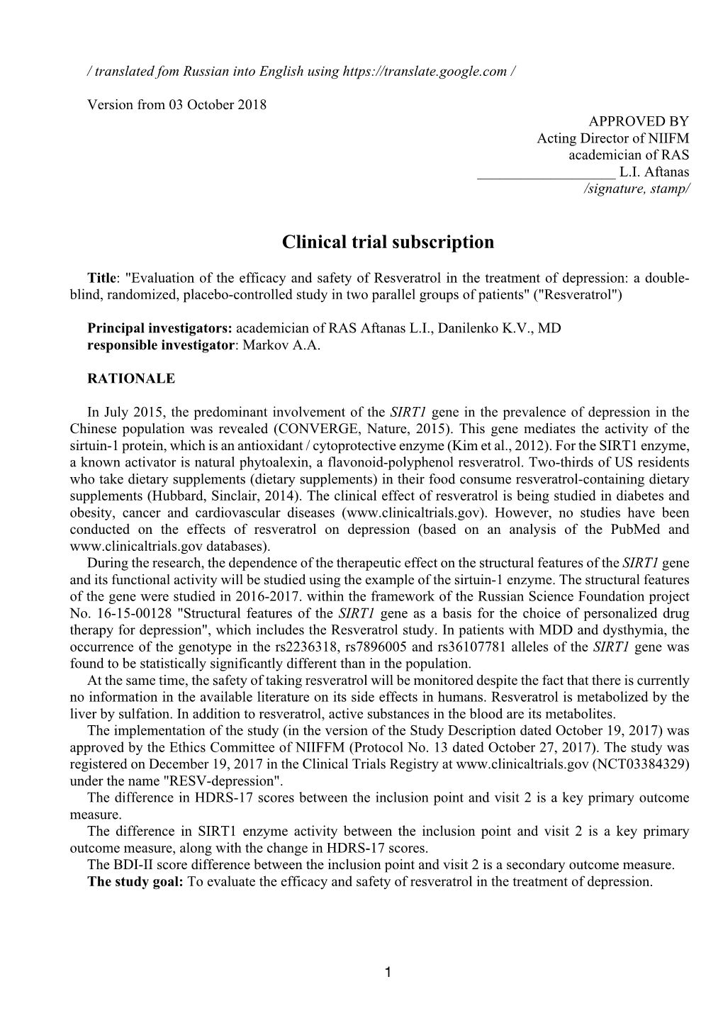 Study Protocol and Statistical Analysis Plan