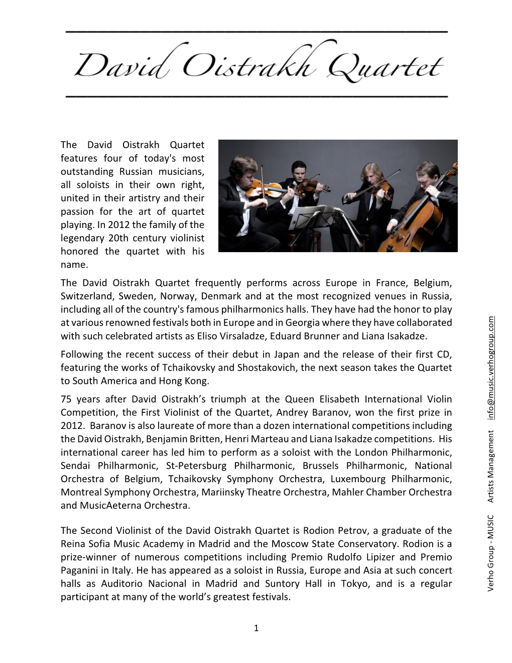 The David Oistrakh Quartet Features Four Of