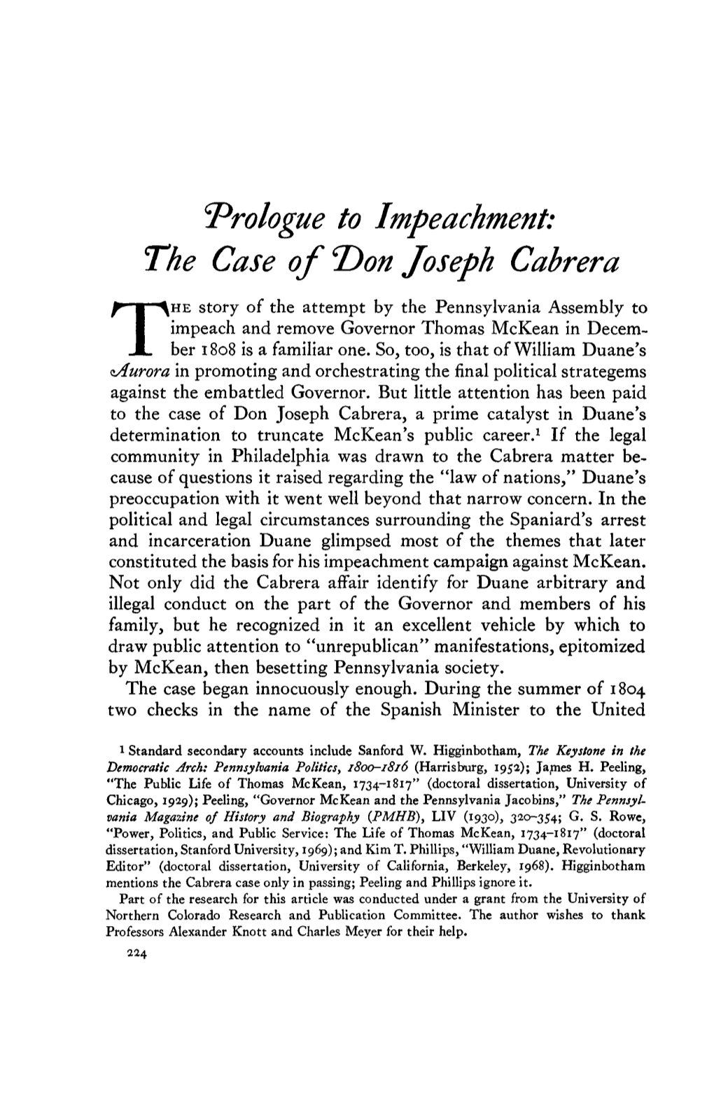 The Case of 1)On Joseph Cabrera