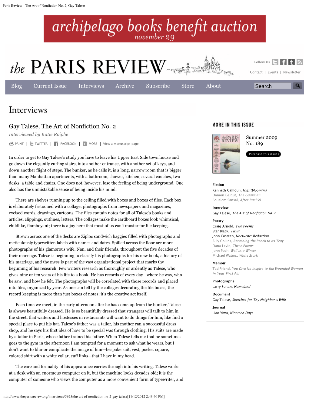 Paris Review - the Art of Nonfiction No