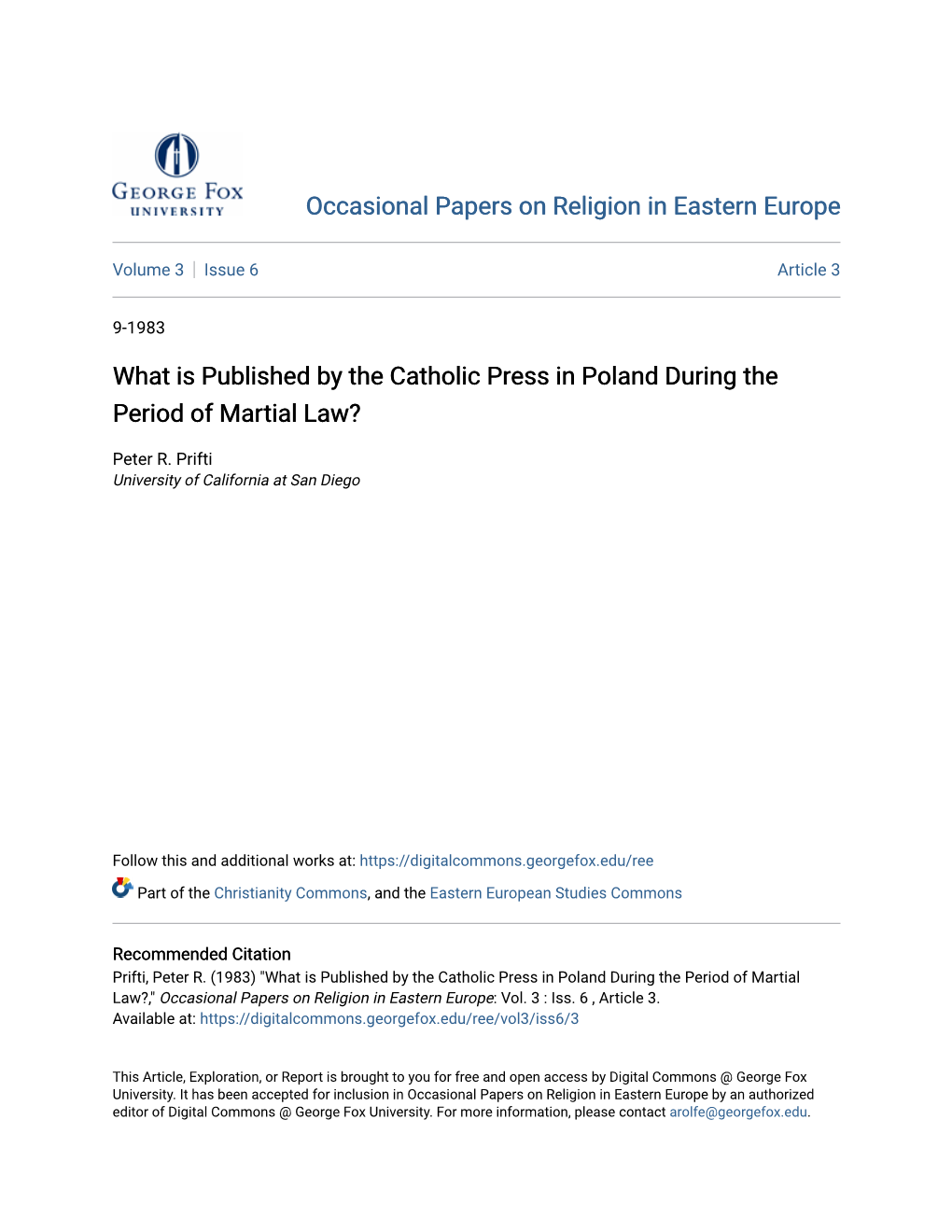 What Is Published by the Catholic Press in Poland During the Period of Martial Law?