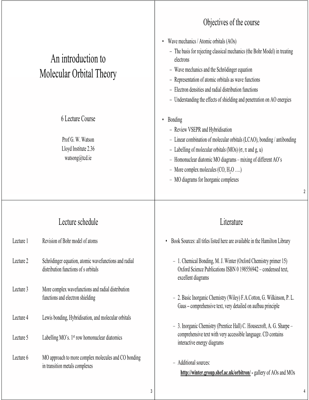 An Introduction to Molecular Orbital Theory