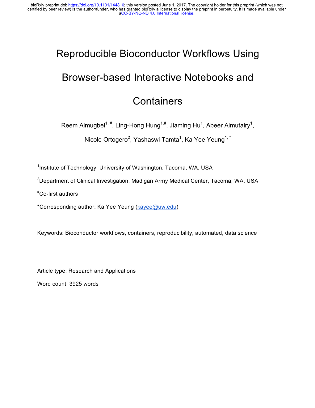 Reproducible Bioconductor Workflows Using Browser-Based Interactive