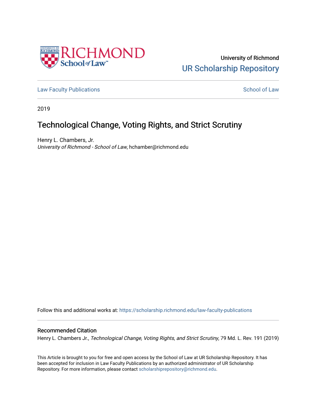 Technological Change, Voting Rights, and Strict Scrutiny