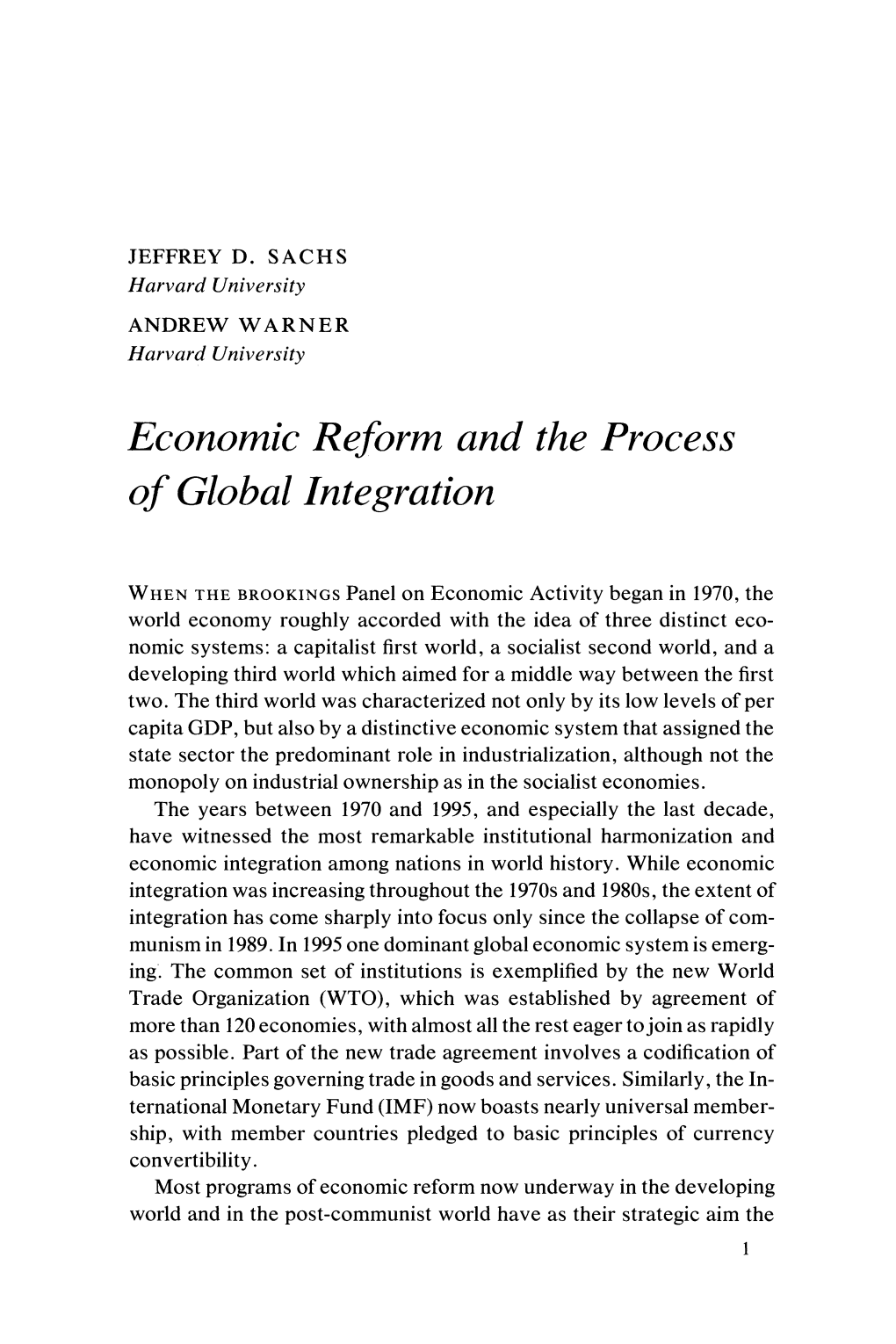 Economic Reform and the Process of Global Integration