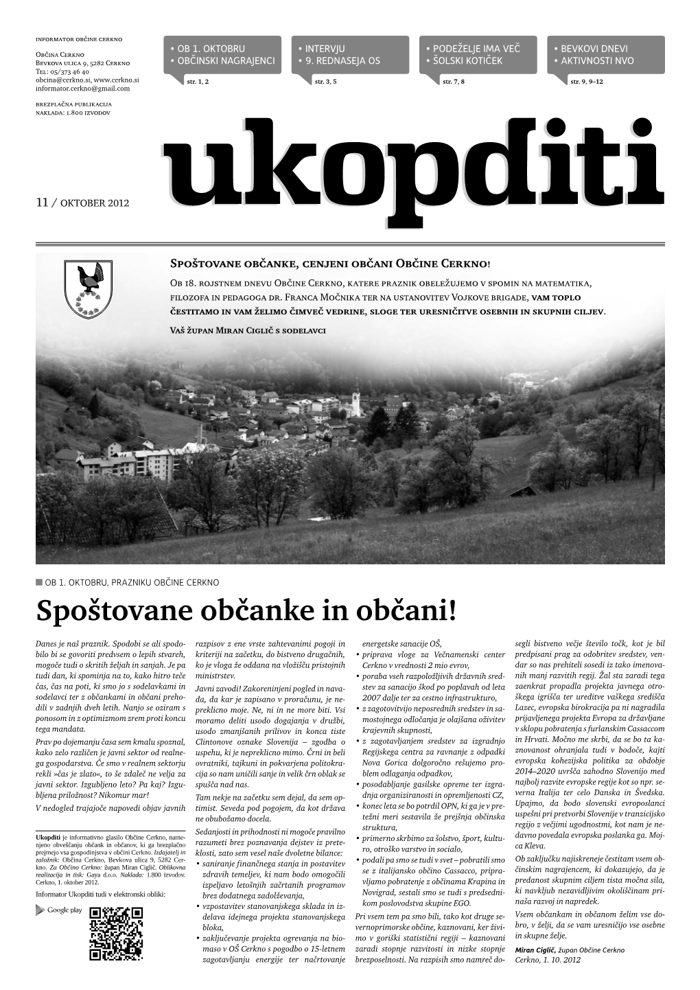 Spoštovane Občanke in Občani!