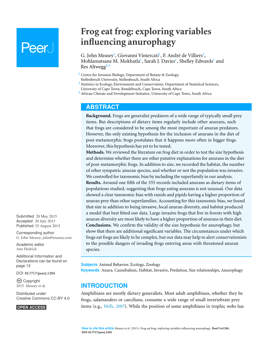 Frog Eat Frog: Exploring Variables Influencing Anurophagy