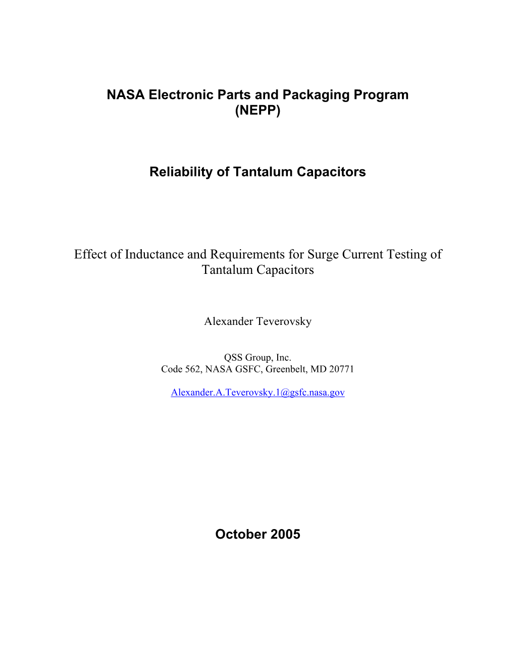 Effect of Inductance and Requirements for Surge Current Testing of Tantalum Capacitors