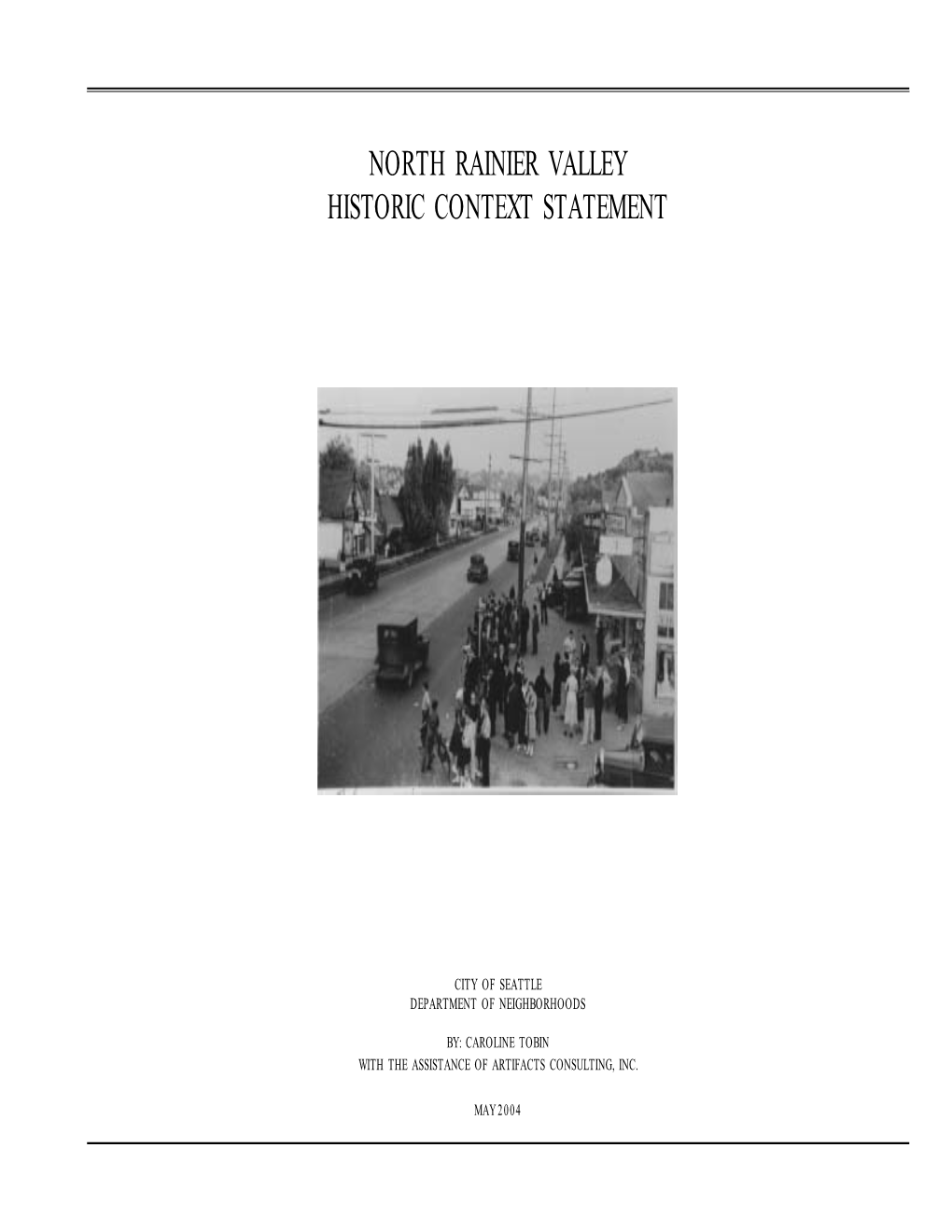 North Rainier Valley Historic Context Statement