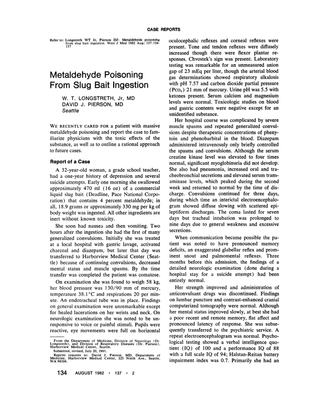 Metaldehyde Poisoning from Slug Bait Ingestion