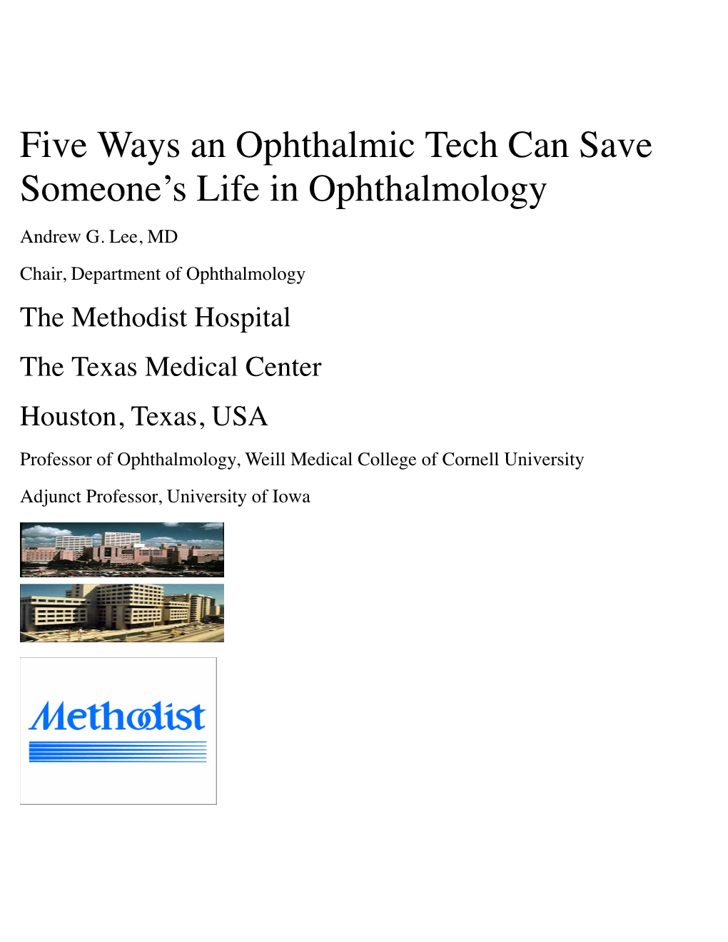 Five Ways an Ophthalmic Tech Can Save Someone's Life In