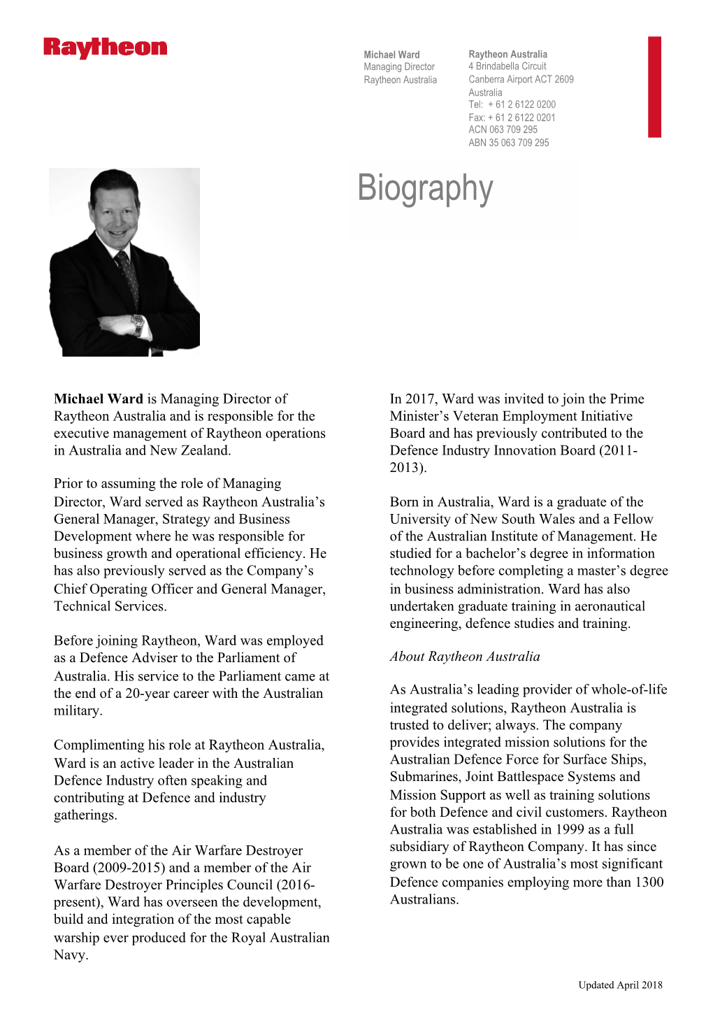 Michael Ward April 2018