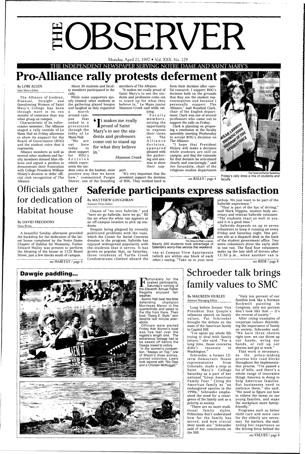 Pro-Alliance Rally Protests Deferment by LORI ALLEN About 30 Students and Facul­ Members of the Alliance