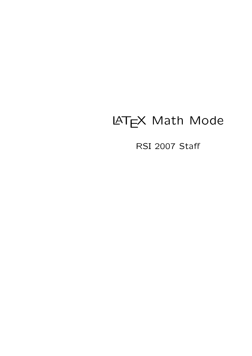 LATEX Math Mode