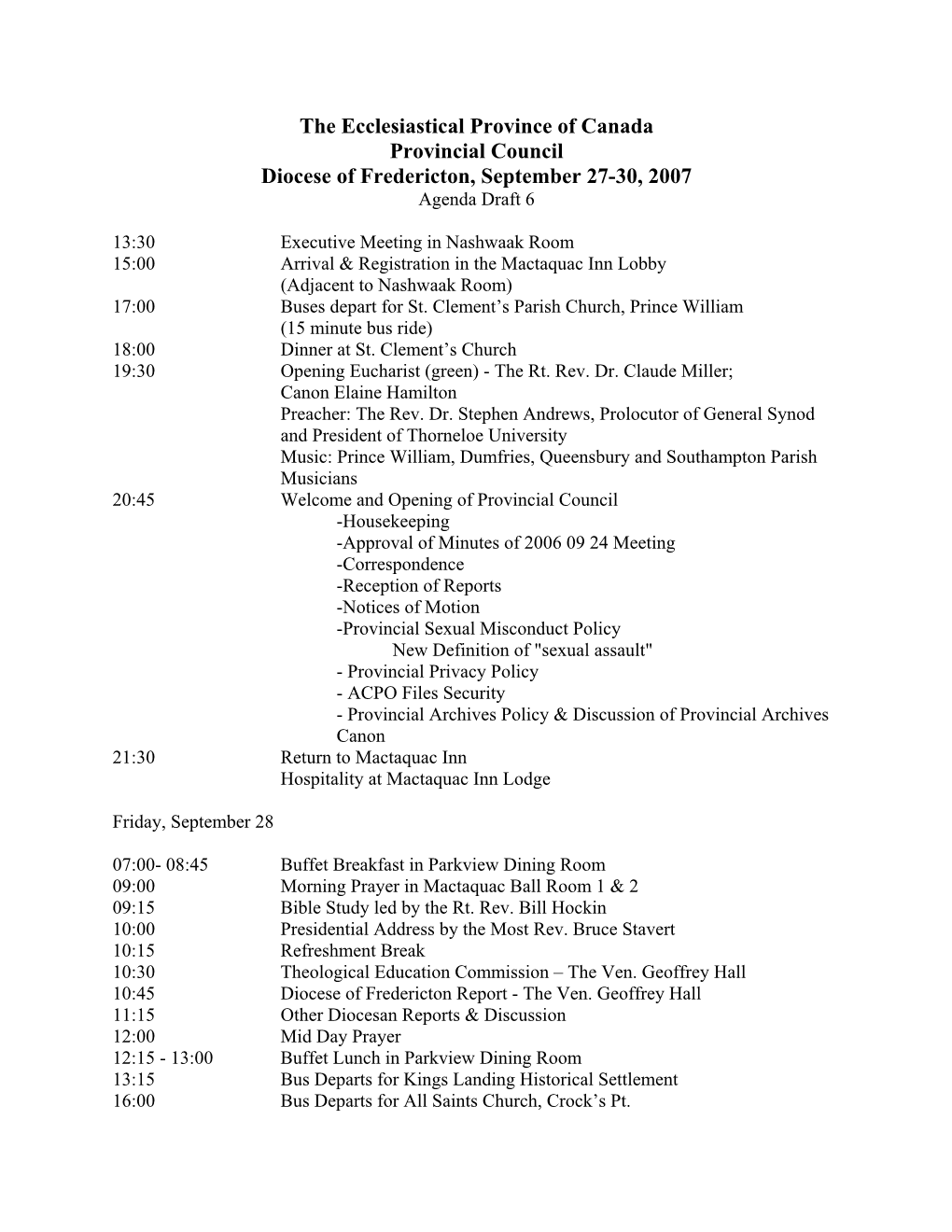 Agenda Draft 6